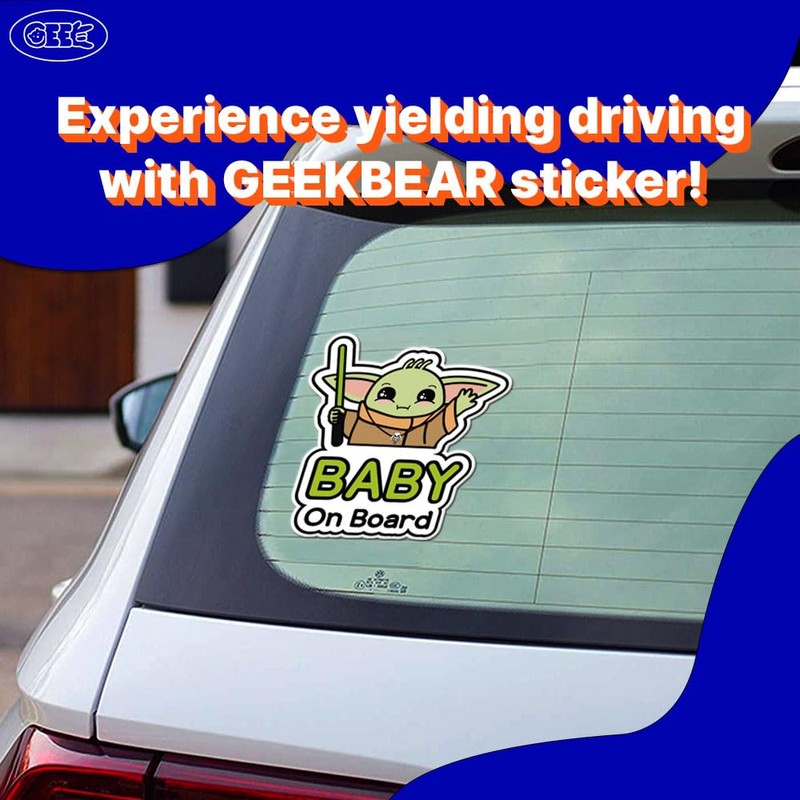 GEEKBEAR Baby on Board Car Sticker - Character Design, Reflective,