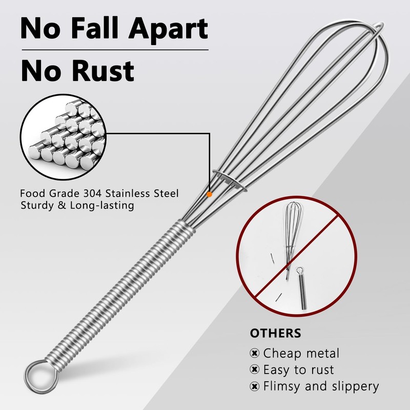 Walfos Mini Whisks, Small Whisk Bulk 304 Stainless Steel 6