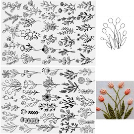 Tekalobr Water Soluble Sewing Stabilizers Embroidery Patterns Stick and Stitch Embroidery Paper Wash Away Stabilizers for Embroidery with Flower for Hand Sewing Lover Beginners