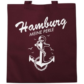 Shirtracer - Cotton Bag - City and City Outfit - Hamburg - meine Perle, 2 Bordeaux red