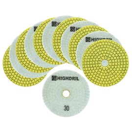 HIGHDRIL Diamond Wet Polishing Discs 12 Pieces - 100 mm Grit #30 Diamond Polishing Pads Diamond Sanding Pad for Granite Marble Artificial Stone Quartz