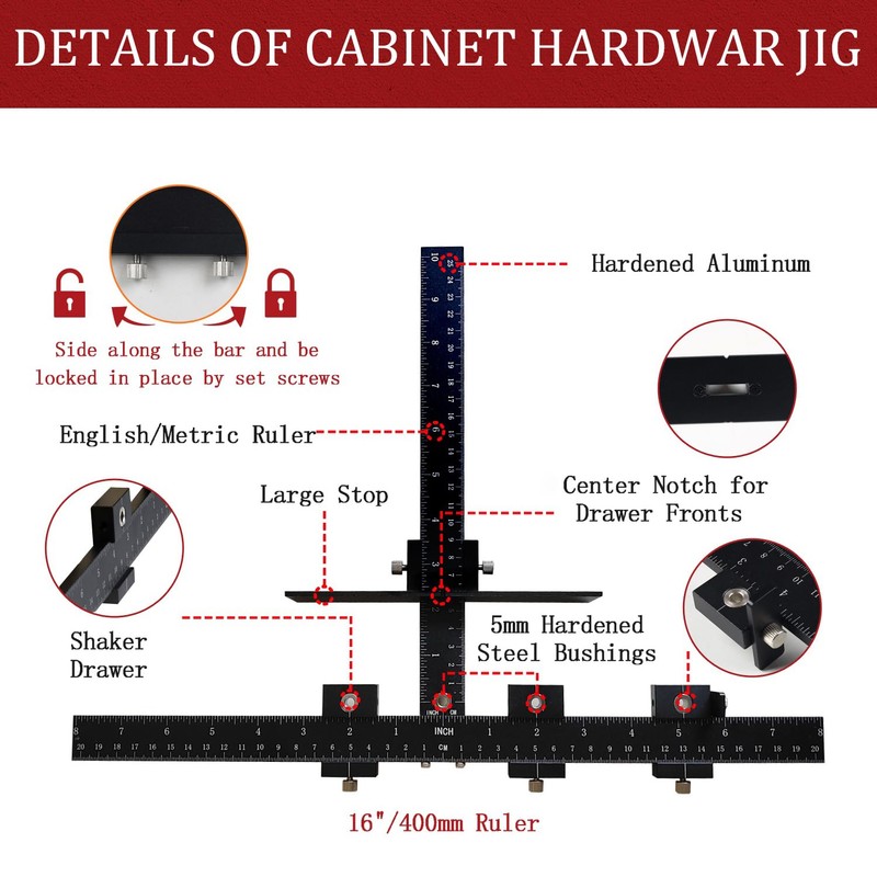 YYinno Cabinet Hardware Jig, Cabinet Handle Template Jig Tool Adjustable