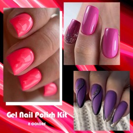 MTSSII 8PCS Gel Nail Polish Set, Soak Off UV LED Lamp Gel Nail Polish Kit (SET6, 8PCS)