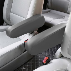 JDDRY Car Front Seat Armrest Covers Vinyl Leather,Car Armrest Protectors,Auto Arm Rest Cover Replacement,Universal for MPV/SUV/Truck(Gray,2PC)