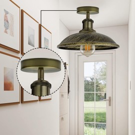 LEDSone Metal Ceiling Rose for Ceiling Hanging Bracket Complete Fitting Set with Side Fittings Antique Ceiling Canopy in Green Brass