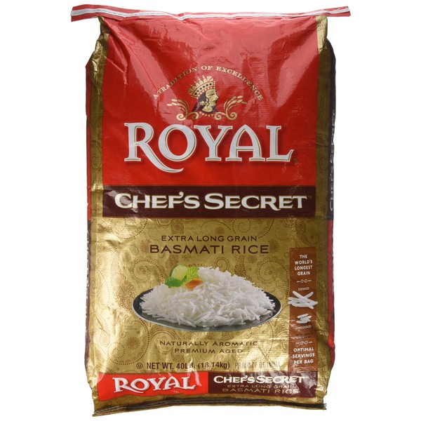 Royal Chef's Secret Extra Long Grain Basmati Rice, 40 Pound