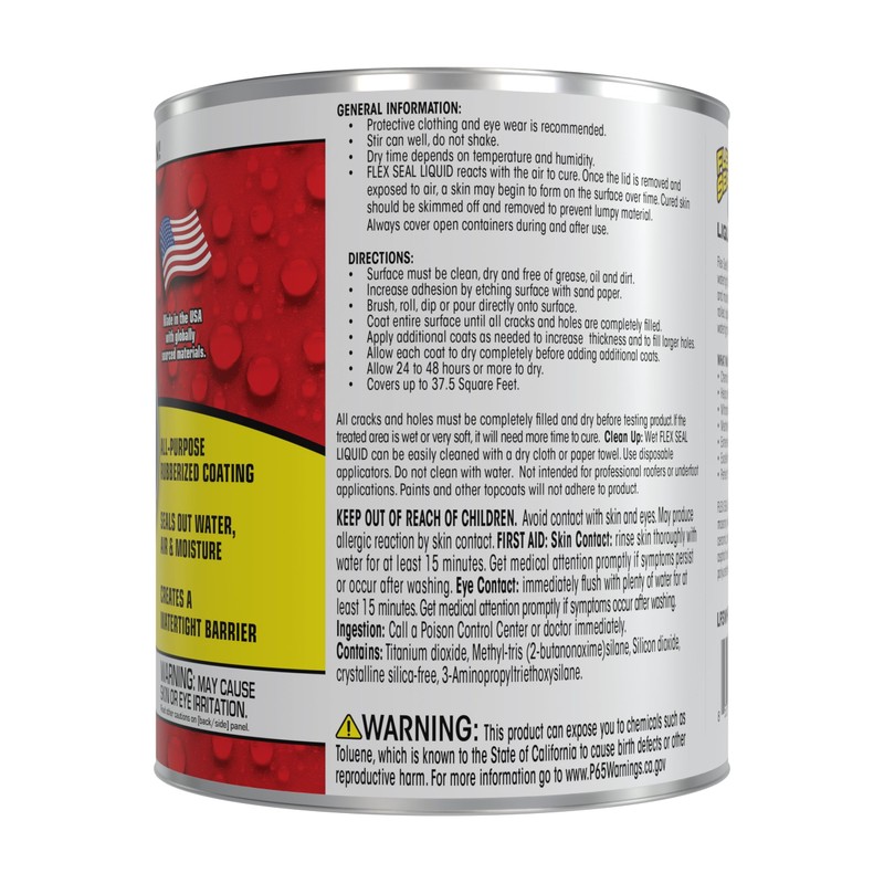 Flex Seal Liquid, Rubber Coating Sealant, Waterproof, Flexible, Breathable, and