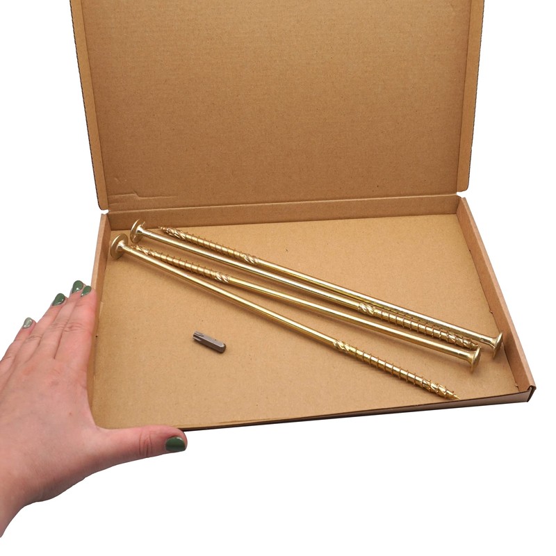 (Pack of 4) Galvanised Steel 8.0 x 280mm Yellow Wood