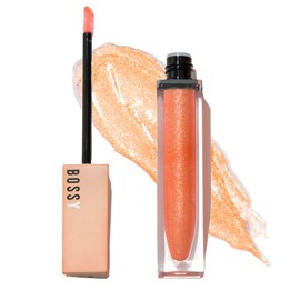 Bossy Cosmetics Vegan Lip Gloss for Soft Lips, Plumping, Hydrating Non-Stick Lipgloss for Women, Provides Maximum Shine, Paraben and Cruelty Free (Outspoken - Warm Orange Color)