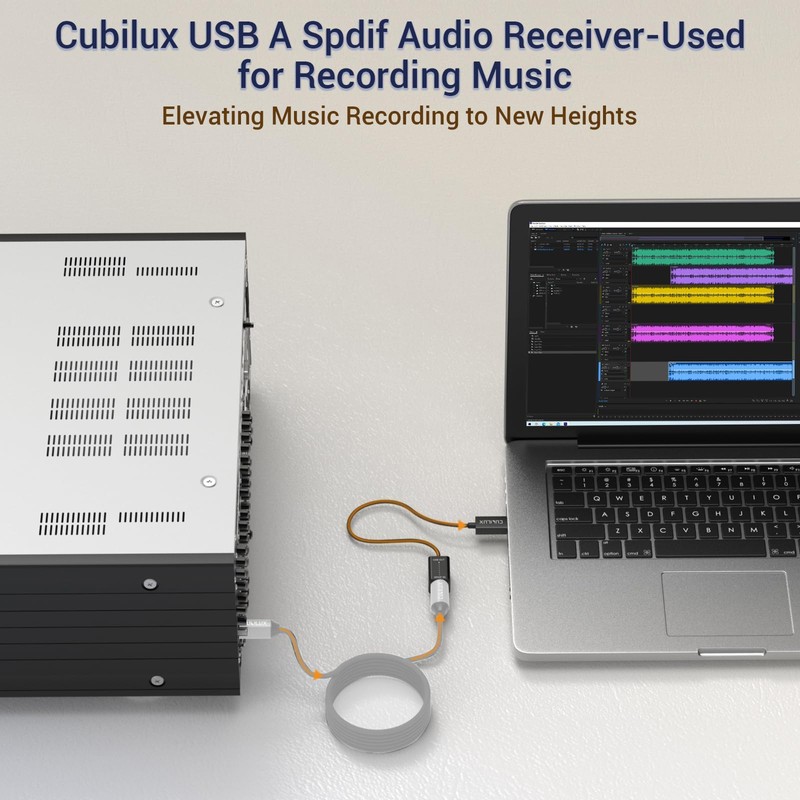 Cubilux USB A SPDIF Input Adapter for PC [Stereo Recording