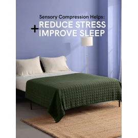 YnM Weighted Blanket, Soothing Cotton, Smallest Compartments with Glass Beads, Bed Blanket for One Person of 140lbs, Ideal for Queen or King Bed (60x80 Inches, 15 Pounds, Amy Green)