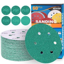 ALPXUXP Sanding Discs 150 mm Velcro 6-Hole Sandpaper Professional for Random Orbital Sanders 10x P60 P80 P120 P180 P240 P400 Mixed Grain (Pack of 60)