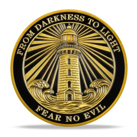 Lighthouse Cross Challenge Coin – Inspirational Collectible, High Relief Design, Symbol of Guidance and Faith, Christian Style Classic Amulet