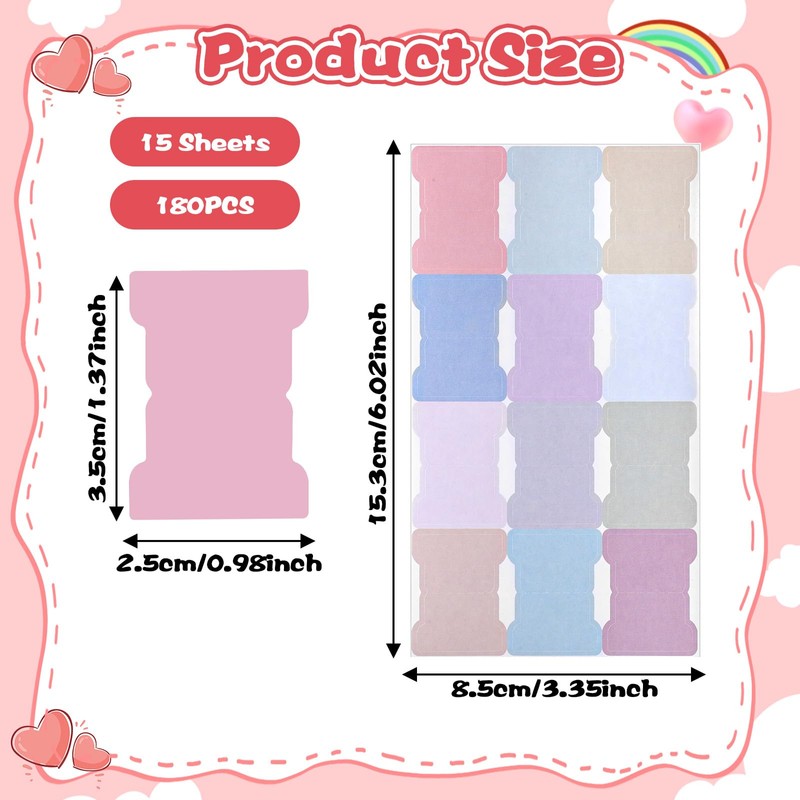 Amabro 180Pcs Sticky Index Tabs Pastel Writable Sticky Tabs Planner