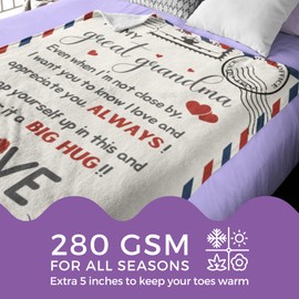 InnoBeta Great Grandma Gifts, Super Soft Flannel Throw Blankets Gifts for Great Grandma, Great Grandmother Nana, Gigi, Granny, Grammy Presents for Birthday Mothers Day, 50” x 65”- Letter