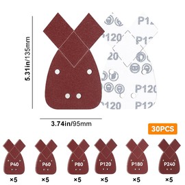 Parthan 30 Pcs Mouse Sander Pads Assorted Grits, 40/60/80/120/180/240 Sandpaper Pads for Orbital Sanding, Durable Orbital Sandpaper, Detail Sanding Pads for Mouse Sander