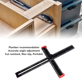 Escuadra en T Ajustable de 60 cm, Herramienta de Medición 2 en 1 para Carpintería, Ingeniería y DIY, Regla de Ángulo de Aleación de Aluminio Negra