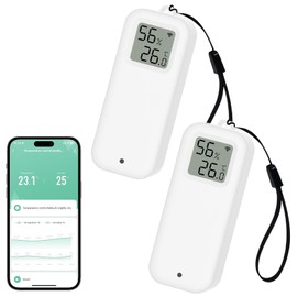 WIOONI 2 Pack WLAN Hygrometer Thermometer, Digital Temperature and Humidity Meter Indoor with App Notification Alarm & Data Storage, Remote Control, Suitable for Wine Cellars, Greenhouse