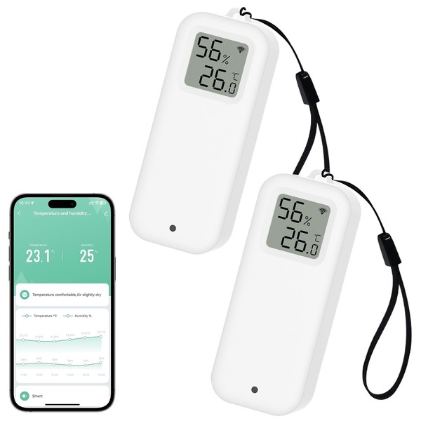 WIOONI 2 Pack WLAN Hygrometer Thermometer, Digital Temperature and Humidity
