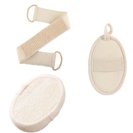 Natural Loofah Sponge Exfoliating Body Sponge Scrubber, Exfoliating Shower Set (3 Pack), Loofah Sponge Pads & Bath Scrub, Deep Clean & Invigorate Your Skin
