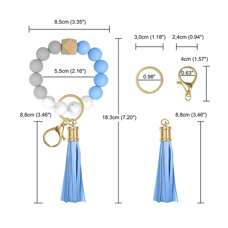wocoxo - Llavero de pulsera de silicona con abalorio elásticas