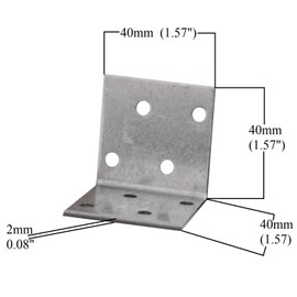 Pack of 20pcs Angle Corner Brackets Plates, Metal Steel Sheet Galvanised Z275 275 (g/m2) 20 (μm) Size: 1.57"x1.57"x1.57" (40 x 40 x 40mm)