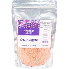 DecoPac Shimmer Rocks, Champagne Sugar Candy Decorations For Cakes, Toppings, and Cupcakes | Pink Crystal Sprinkles | 16oz Pack