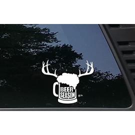 Beer Season - Medium Sized - 6 1/2" x 5 1/2" die Cut Vinyl Decal/Sticker for Windows, Cars, JDM, Trucks, Tool Boxes, Boats, laptops - virtually Any Hard, Smooth Surface. Made in The USA