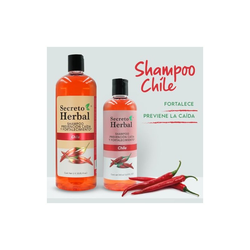 Shampoo de Chile, prevención caída y fortalecimiento Secreto Herbal. 500