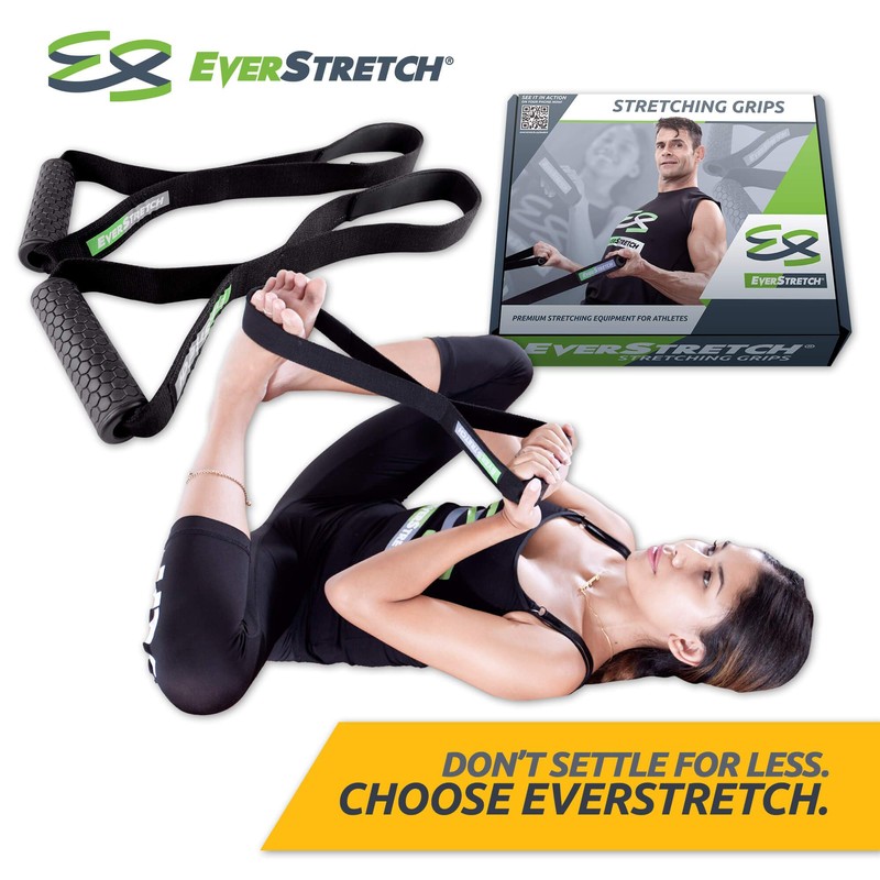 EverStretch ストレッチグリップ:スポーツ選手用プレミアムストレッチ器具 柔軟性を鍛えるストラップ 理学療法とリハビリにも最適