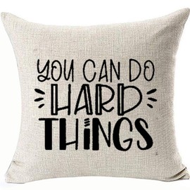HomeTow Throw Pillowcases You Can Do Hard Things Pillowcovers 18x18inch Counselor Teacher Mom Workout Two Side Invisible Zipper Color:You Can Do Hard Things