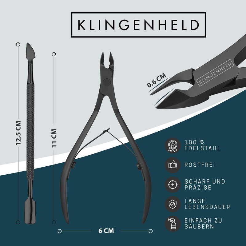 KLINGENHELD® Precise Cuticle Nippers with 1 Cuticle Pusher - Very