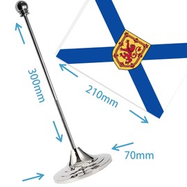 Nova Scotia Desk Small Flag Set,5×8 Inch Nova Scotian Mini Desktop table Banner,12 inch Metal Solid Pole Decor,Tiny Digital Printed Polyester Banner With Silvery Base