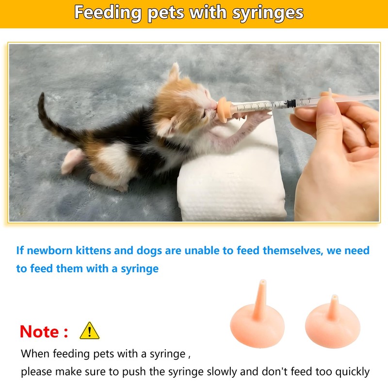 YeulYuuri Pet Feeding Bottle and Syringe Set for Puppies and