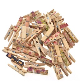 HAHIYO Colorful Painted Wooden Clothes Pins Clothespins Small Aviod Fall Apart 1.38 Inches Length 50 Pack Strong Springs No Rust No Discoloration for Laundry Bathroom DIY Craft Photos Food Opened Bags