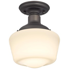Westinghouse Lighting 6342200 Scholar One-Light Indoor Semi-Flush Ceiling Fixture, Oil Rubbed Bronze Finish with White Opal Glass