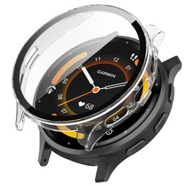 KANOYO Case Compatible with Garmin Venu 3 Protective Case, Integrated PC + Glass Material, Ultra Thin HD Tempered Glass Glass, Scratch-Resistant, Full Protection Case (Transparent)