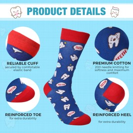 Wesiti 12 Pair Dental Teeth Socks Novelty Dentist Socks Cute Dental Assistant Love Teeth Socks Gifts for Women Girls