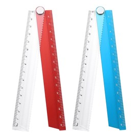 sourcing map 2pcs Folding Straight Ruler 30cm Metric Aluminum Alloy Protractor Foldable Angle Ruler Geometric Measuring Tool for Architects Artists Office, Red/Blue