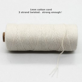 Natural Cotton String Cooking Twine for Butchers Trussing or Macrame Crafts, 1mm x 656 Feet