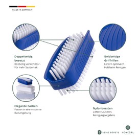 Nail Brush Set of 3 - Hand Brush, Hand Wash Brush, Nail Brushes Double-Sided - The Ideal Wash Brush for Fingernails, Hands and Feet - Hand Brushes Made in Germany (Blue/White/Light Grey)