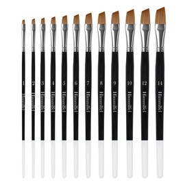 Himmlfel Angled Brush Set, 12 Pieces Angled Brushes for Painting Detail, Lines, Leaves and More for Acrylic, Watercolor, Oil and Gouache Painting