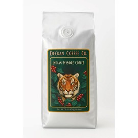 South Indian Mysore Coffee - Ground with Chicory - Authentic New Orleans/Indian Style Blend, Bold and Flavorful, 1lb Bag - Distinctive Chicory Coffee Taste