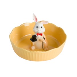 DIHOclub Decorative Ceramic Candy Bowl - Snack Serving Dish for Pistachios, Nuts, Candies, Jewelry Storage, Perfect for Holidays, Parties, and Gifts, 6 Inches (Yellow Rabbit)