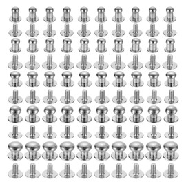 sourcing map 4/5/6/7/8mm Ball Head Stud Rivets Screw Back, 50Pack Round Head Button Nipple Rivet for DIY Leather Craft Handbag Belt, Silver Tone