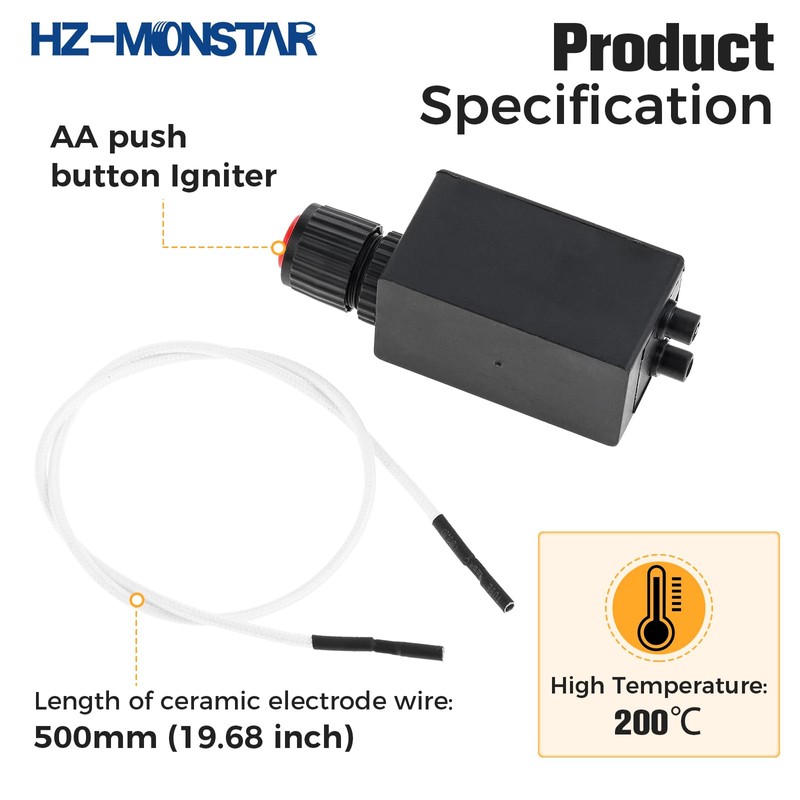 HZ-MONSTAR Igniter Push Button Ignition and Wire 500mm for Fire
