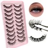 Royaomis D Curl Cat Eye lashes Wispy Russian Strip Lashes