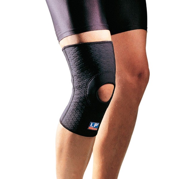 LP Support 708CA Kniebandage mit Patellaöffnung - Knieschutz, Größe:M, Farbe:schwarz