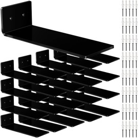 20 Pack Floating Shoe Shelves for Wall Acrylic Clear Floating Sneaker Shelves Display Shoe Wall Shelf Easy to Install Collections Includes Cross Screws Expansion Tubes (Black, Medium)