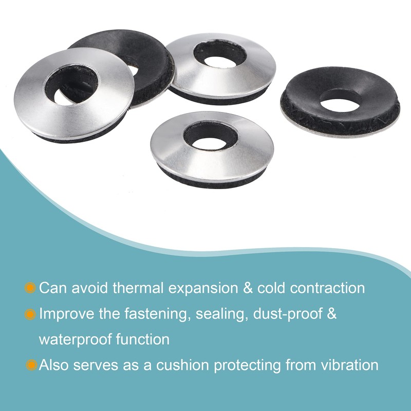 sourcing map Bonded Sealing Washers 16x6.3x2.8mm Stainless Steel EPDM Rubber